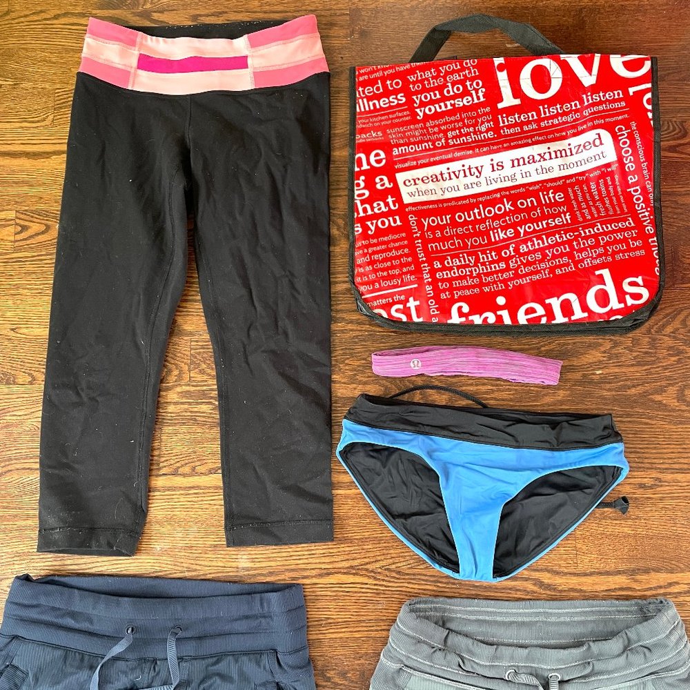 Lot of 4 Women's Lululemon Sz 4 Dance Studio Lined Pants, Capris, Bikini Bottoms
